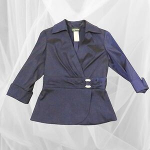 Kathy Roberts Shirt Ladies Sz 8 Purple Shiny Mock Wrap Dressy for Night Out